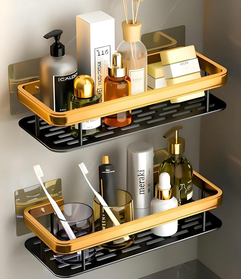 Self-Adhesive Bathroom Shelf, Rack for Bathroom & Kitchen, Wall Mounted Bathroom Organizer Shelf, Space Saving Bathroom Organizer, Punch Free Wall Shelve