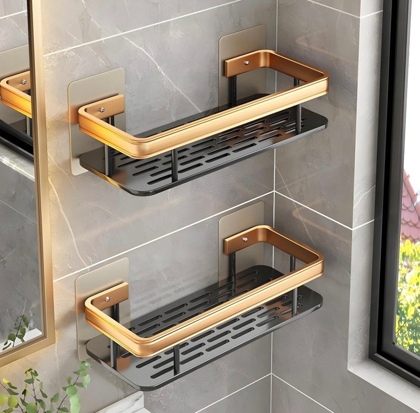 Self-Adhesive Bathroom Shelf, Rack for Bathroom & Kitchen, Wall Mounted Bathroom Organizer Shelf, Space Saving Bathroom Organizer, Punch Free Wall Shelve