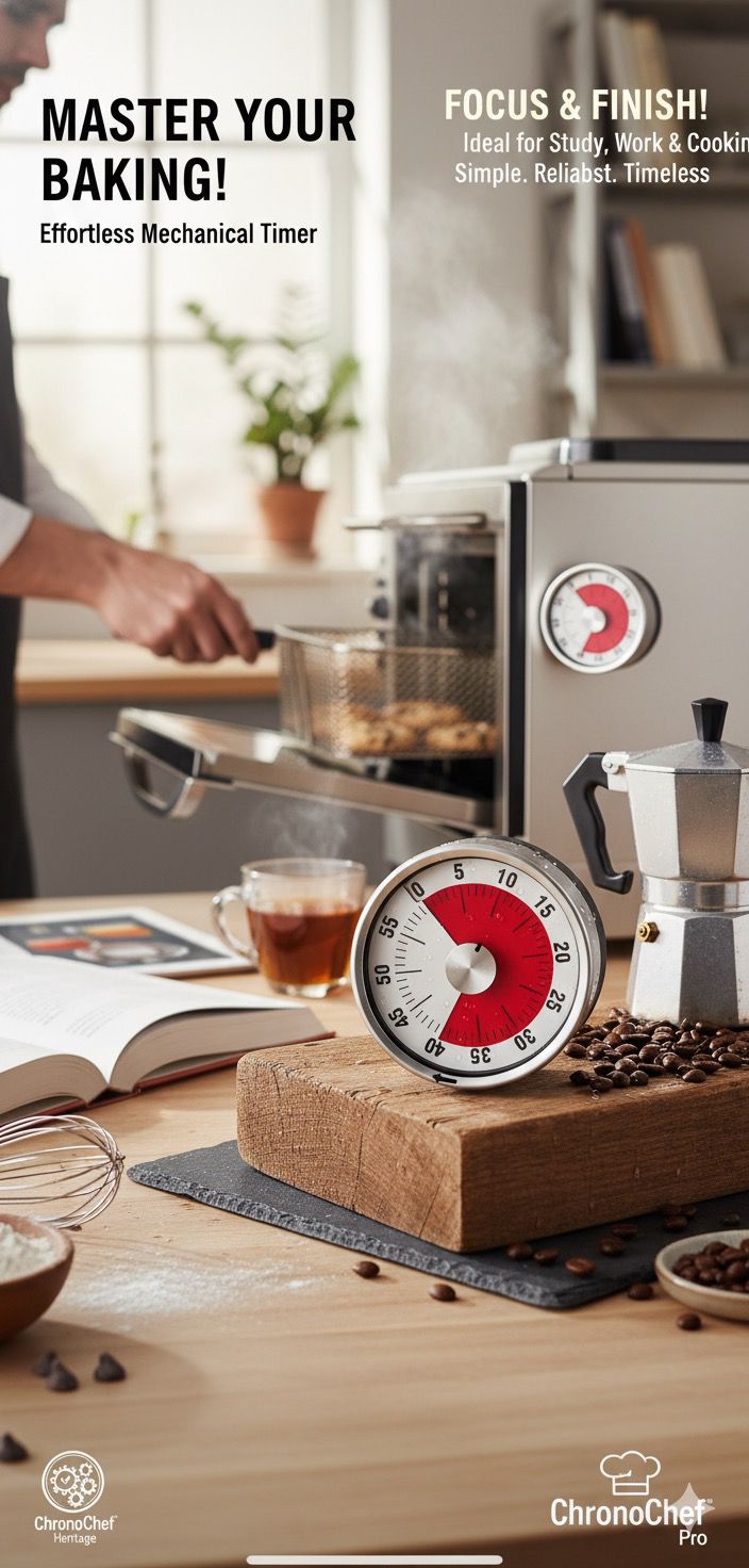 Visual Kitchen Timer for Cooking and Kids with Loud Alarm, Chef Clock, Stainless Steel, Countdown