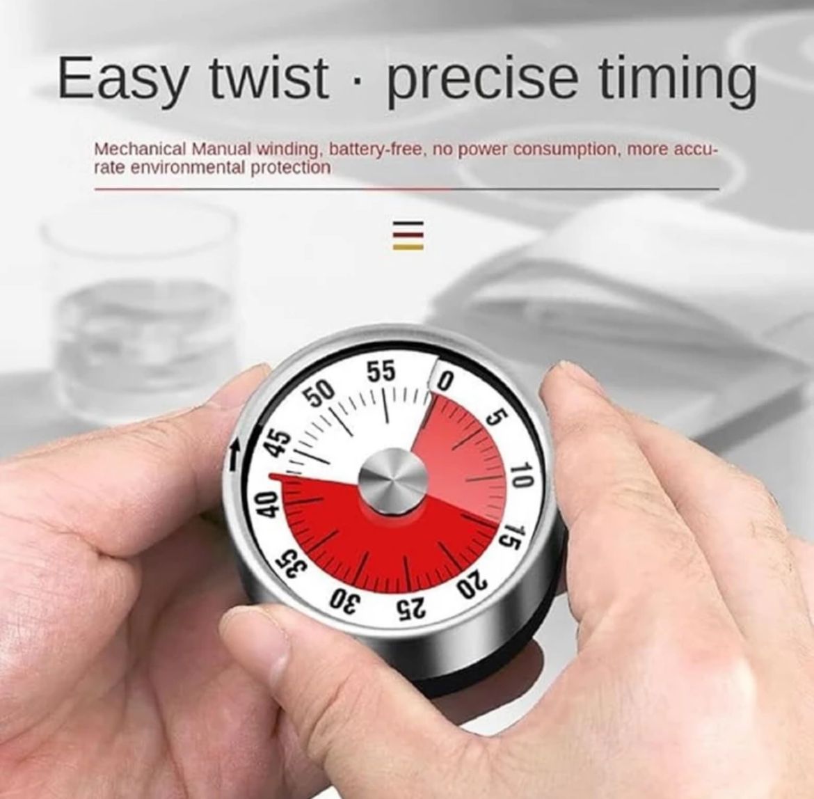 Visual Kitchen Timer for Cooking and Kids with Loud Alarm, Chef Clock, Stainless Steel, Countdown