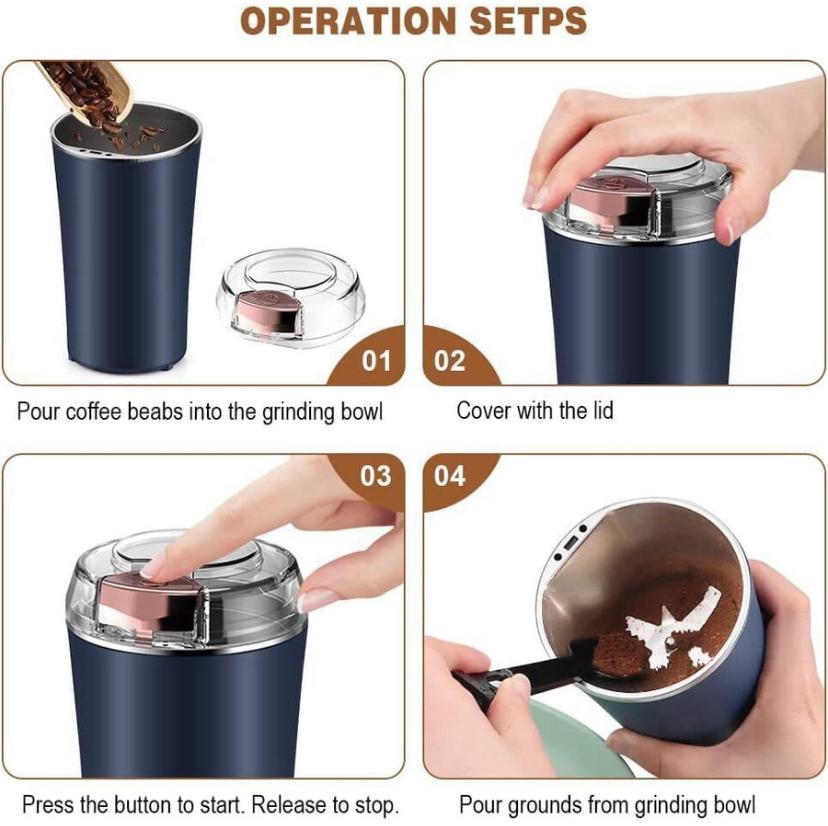 TAPUJI Electric Coffee Grinder Stainles Steel Nuts Coffee Bean Grinding Machine Portable Kitchen Profession Ceramic Grinder Coffee